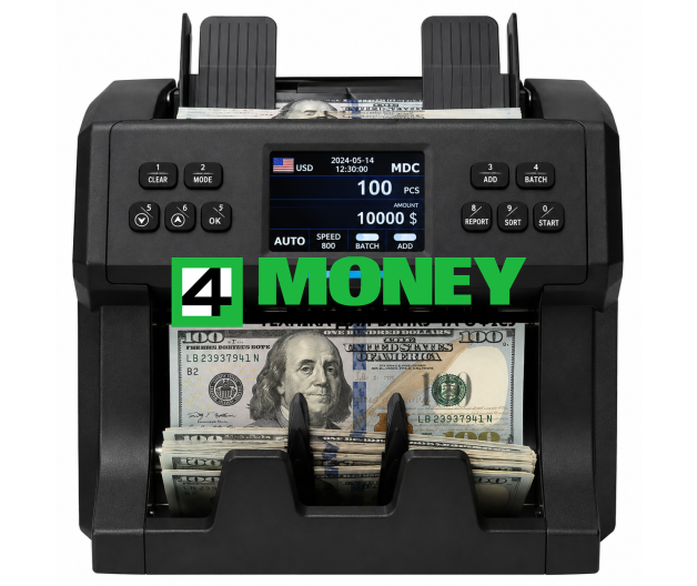 Счетчик банкнот Cashtech 8200 со скоростью до 1500 купюр в минуту, определением суммы и сенсорным управлением